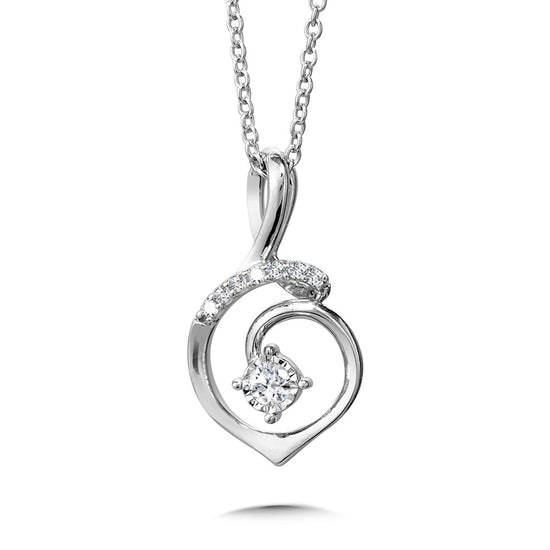 Abstract Diamond Teardrop Pendant Necklace in Sterling Silver