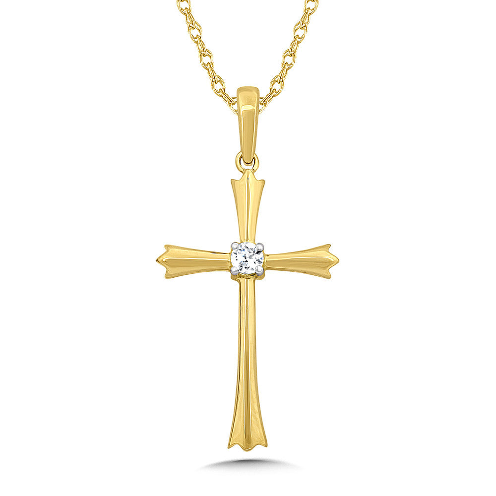 Tapered Diamond Cross Pendant in 10KY