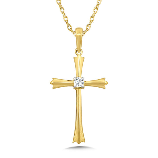 Tapered Diamond Cross Pendant in 10KY