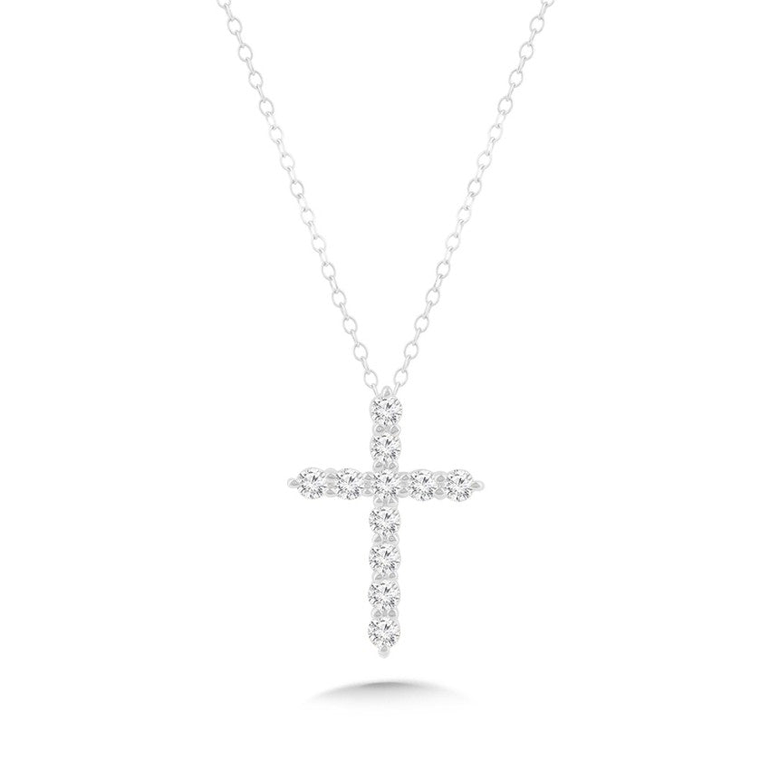 0.10ct Lab-Grown Diamond Cross Necklace in 14K White Gold