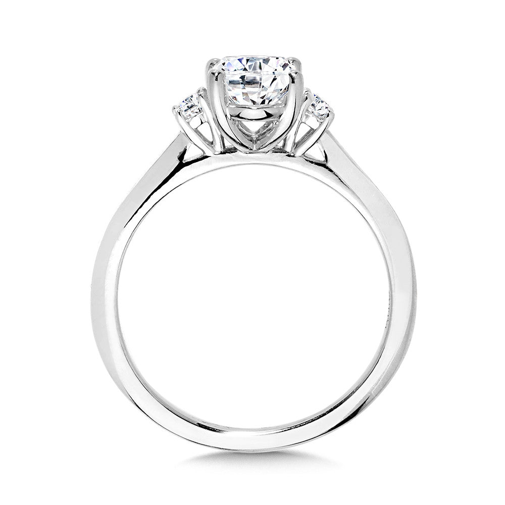 3 Oval Stone Engagement Ring in 14KW
