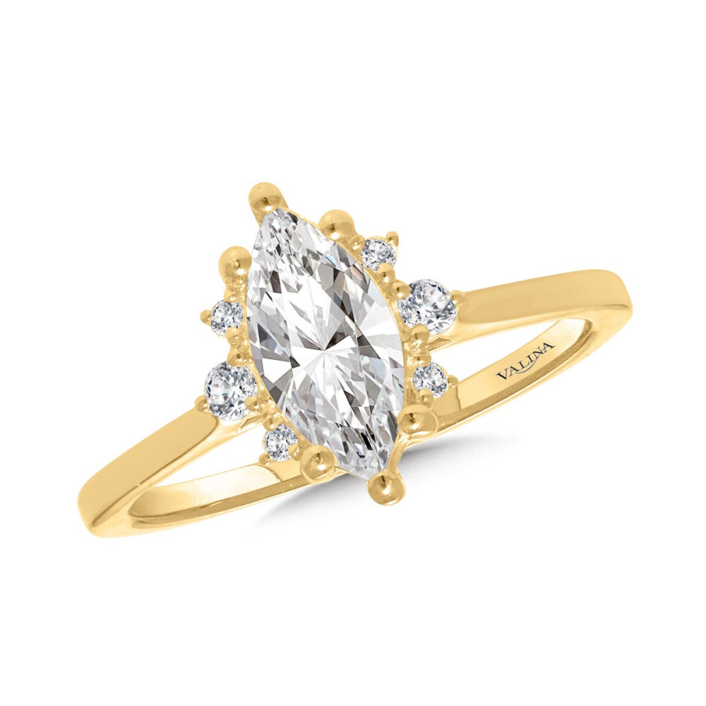 Marquise Solitaire Engagement Ring w/ Half Halo in 14KY