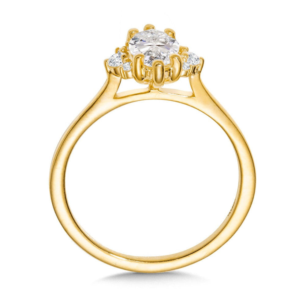 Marquise Solitaire Engagement Ring w/ Half Halo in 14KY