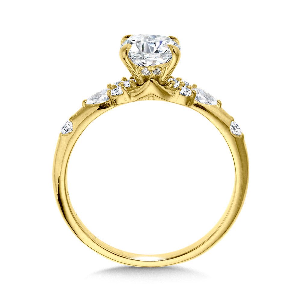 Oval Solitaire Engagement Rings with Diamond Accent Wings in 14KY