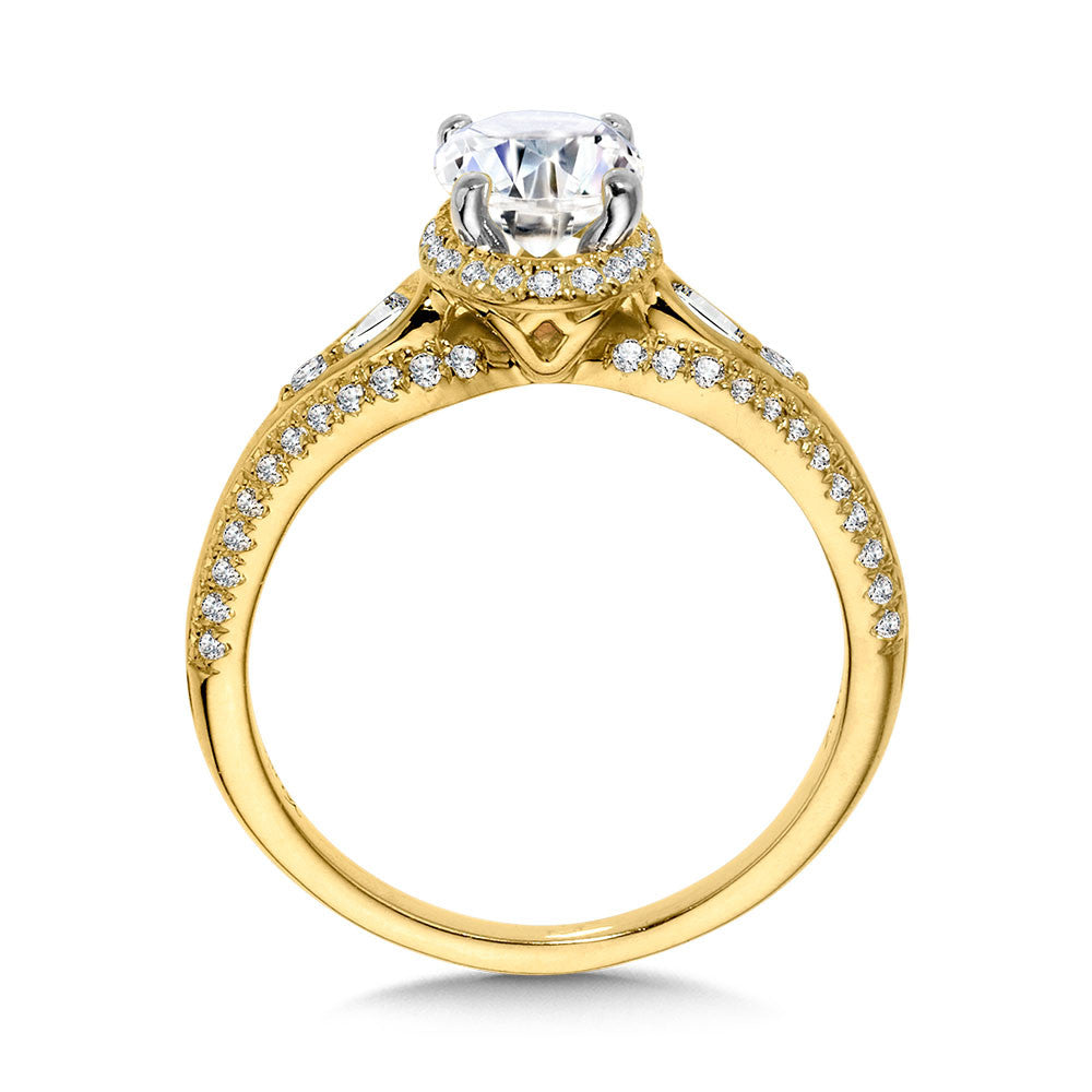 Oval Solitaire Engagement Ring w/ Drop Halo & Pear Accents