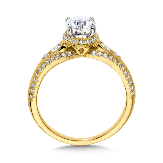 Oval Solitaire Engagement Ring w/ Drop Halo & Pear Accents