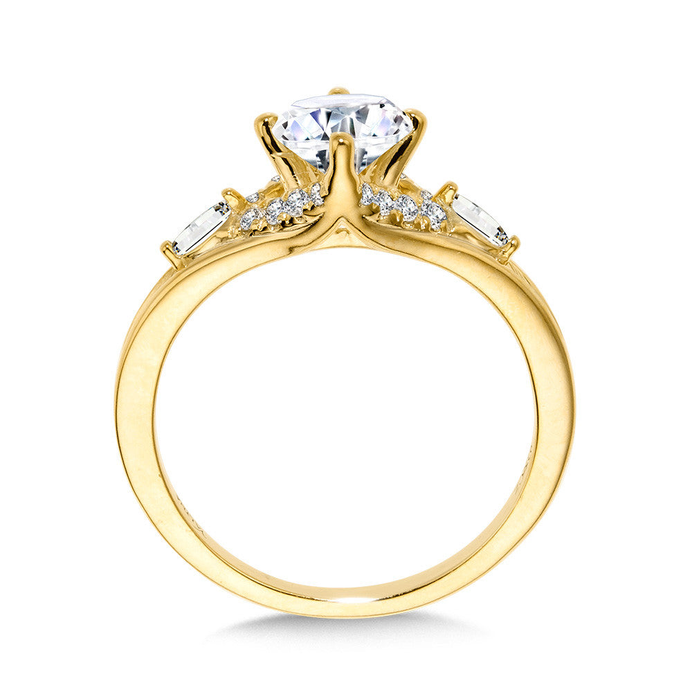 3 STONE ENGAGEMENT RING W/ OVAL CENTER & MARQUISE IN 14KY