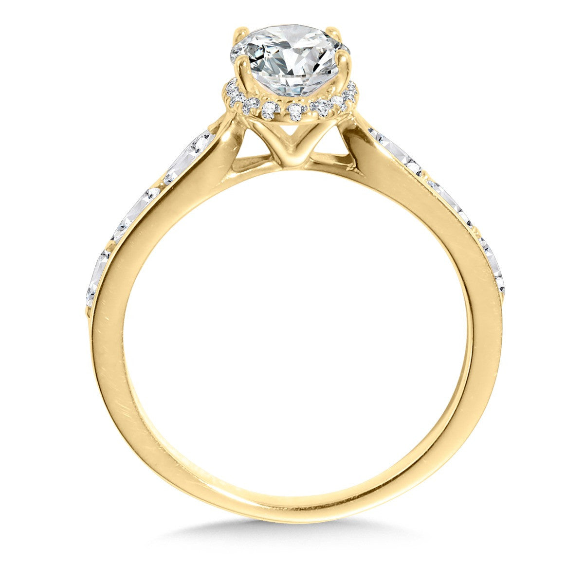 Oval Solitaire Engagement Ring W/ Drop Halo & Marquise Accents