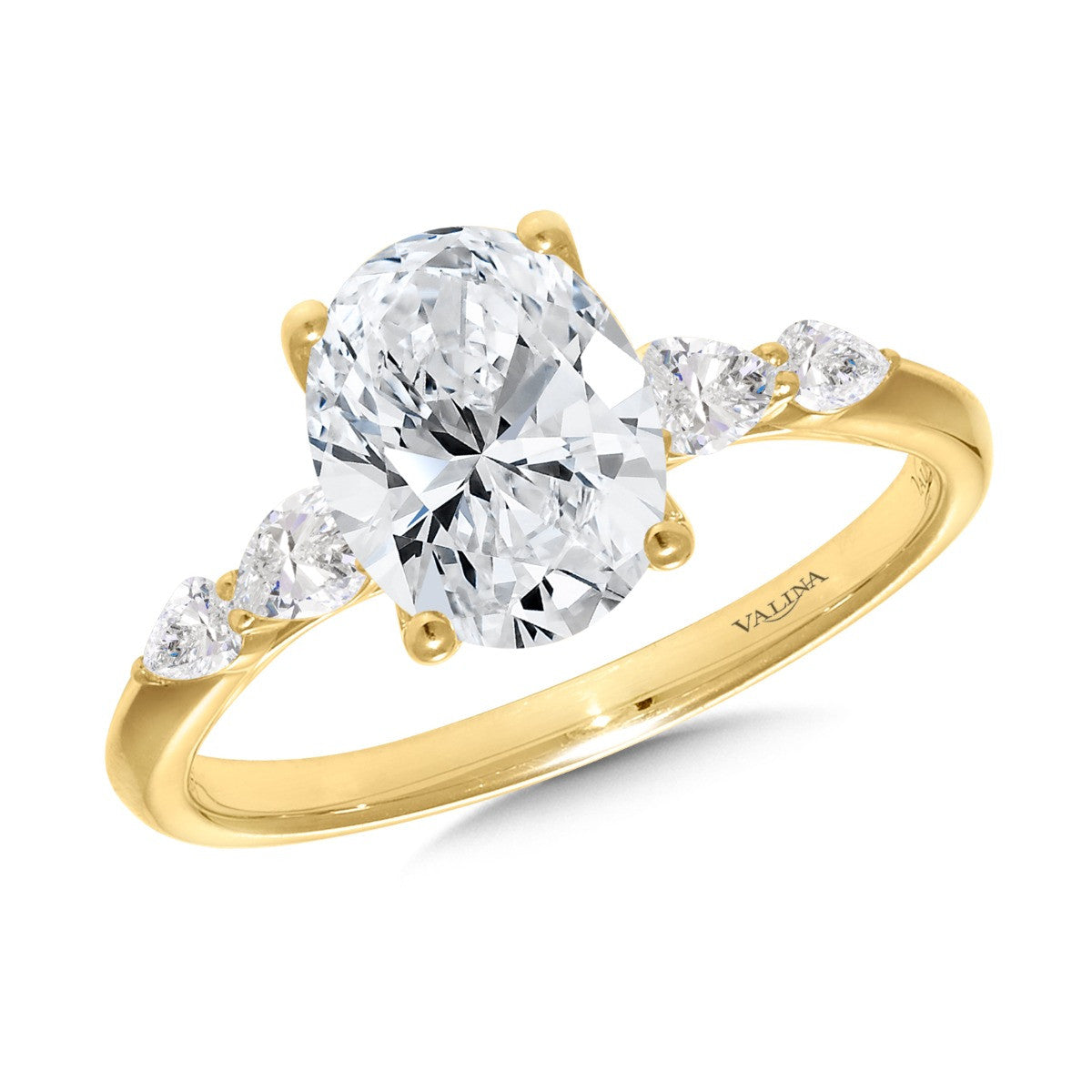 Oval Solitaire Engagement Ring w/ Pear Accents