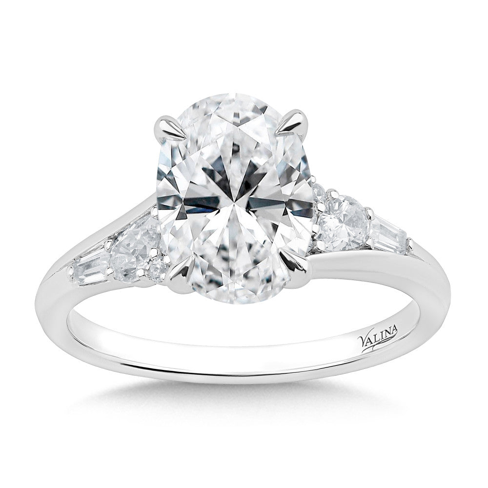 Oval Solitaire Engagement Ring with Side Stones in 14KY