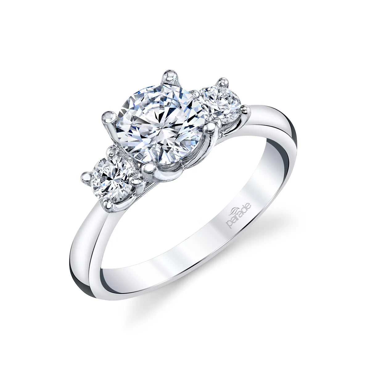 14K White Gold 3-Stone Semi-Mount Ring