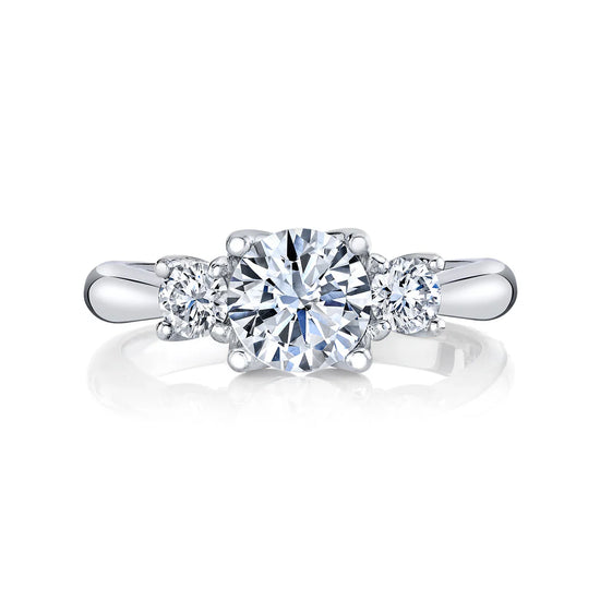 14K White Gold 3-Stone Semi-Mount Ring