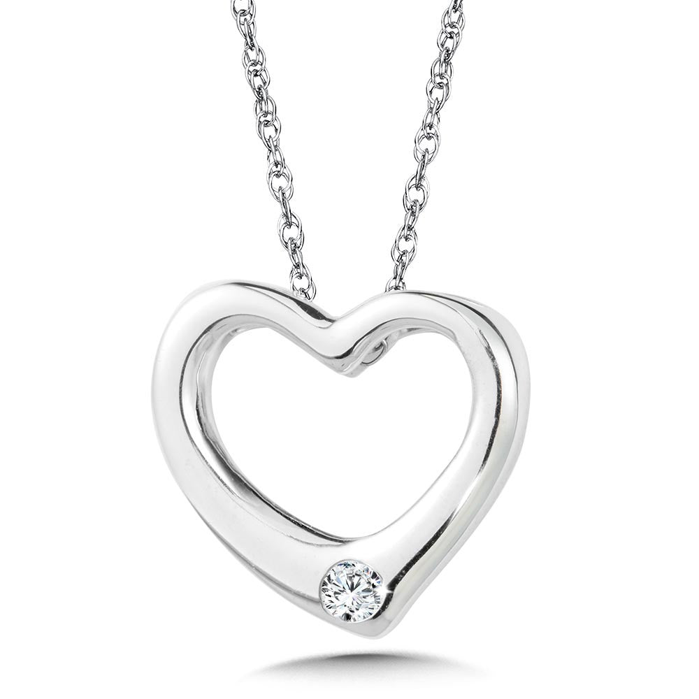 Diamond Heart Pendant Necklace in Sterling Silver