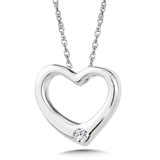 Diamond Heart Pendant Necklace in Sterling Silver