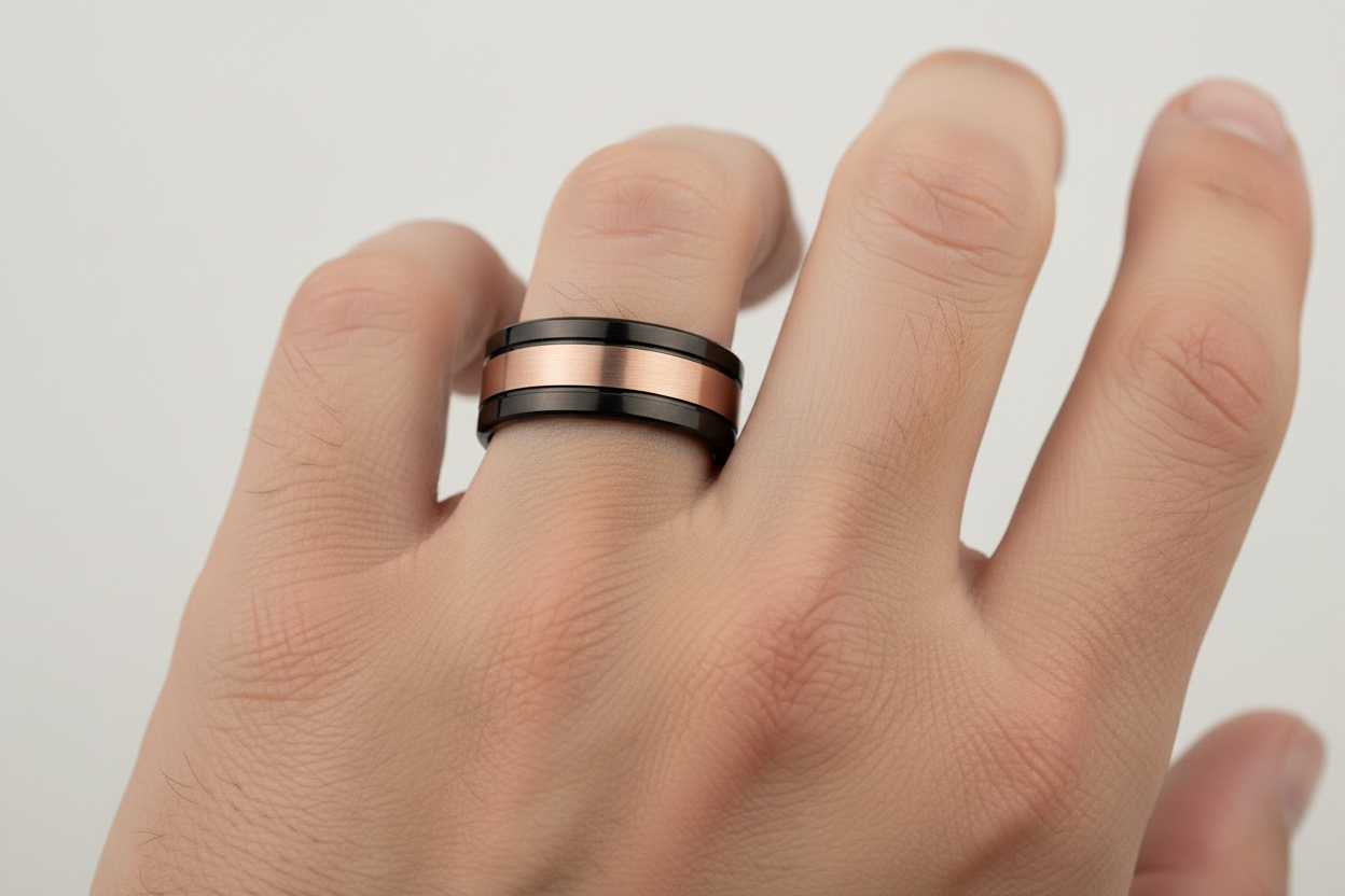 TG-081 Black Tungsten on Men's Left Hand