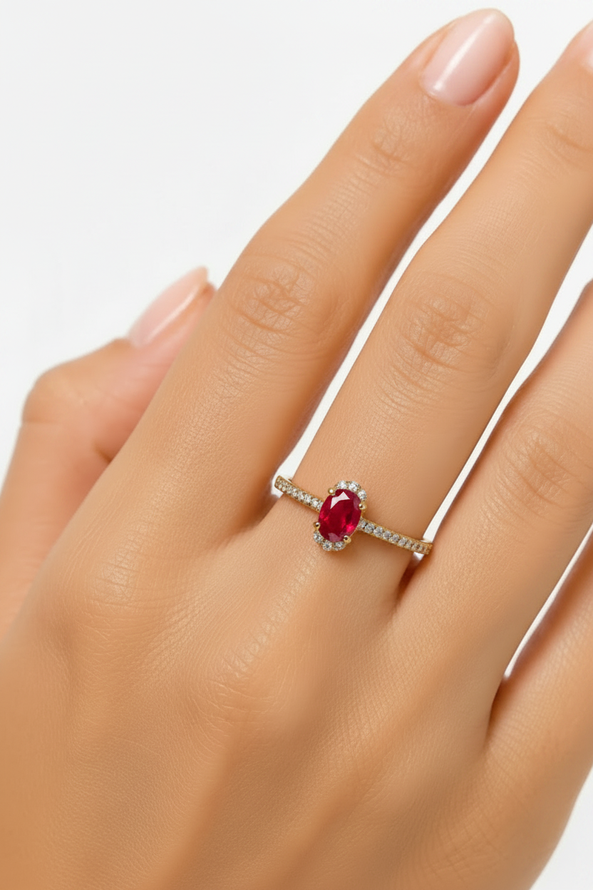 Warm Pure Red Ruby Ring