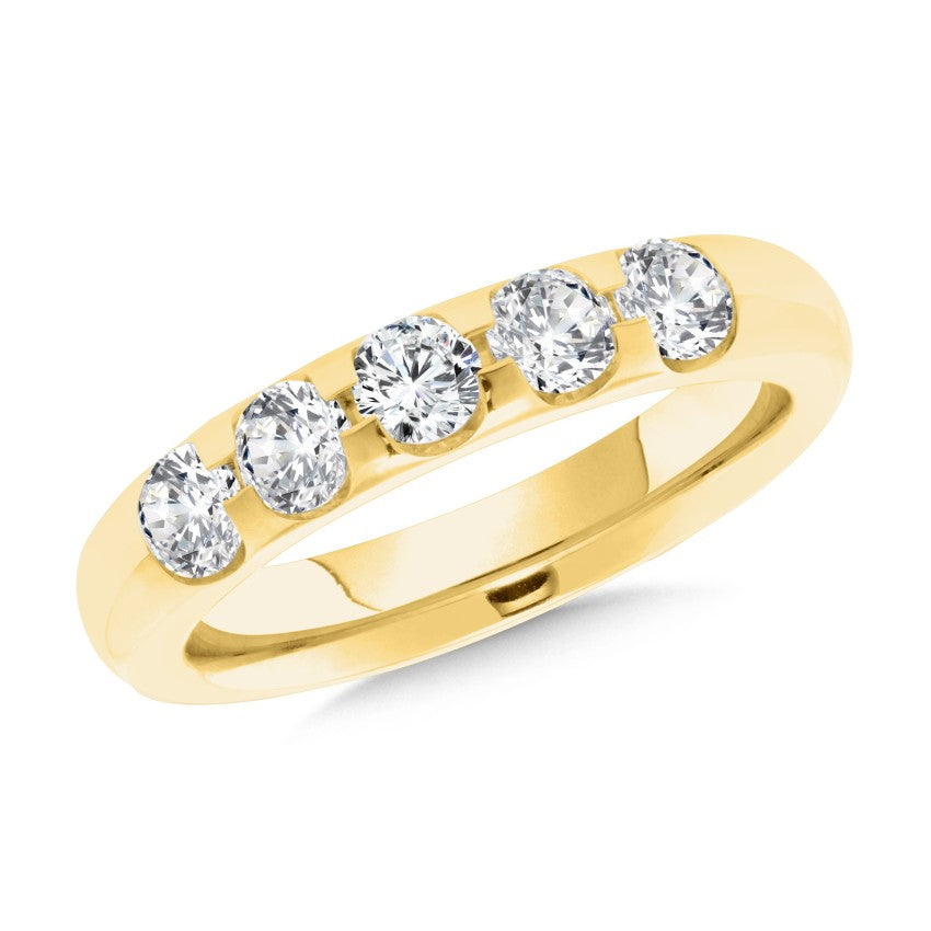 1.00ct 5-Stone Lab-Grown Diamond Anniversary Band in 14K Yellow Gold
