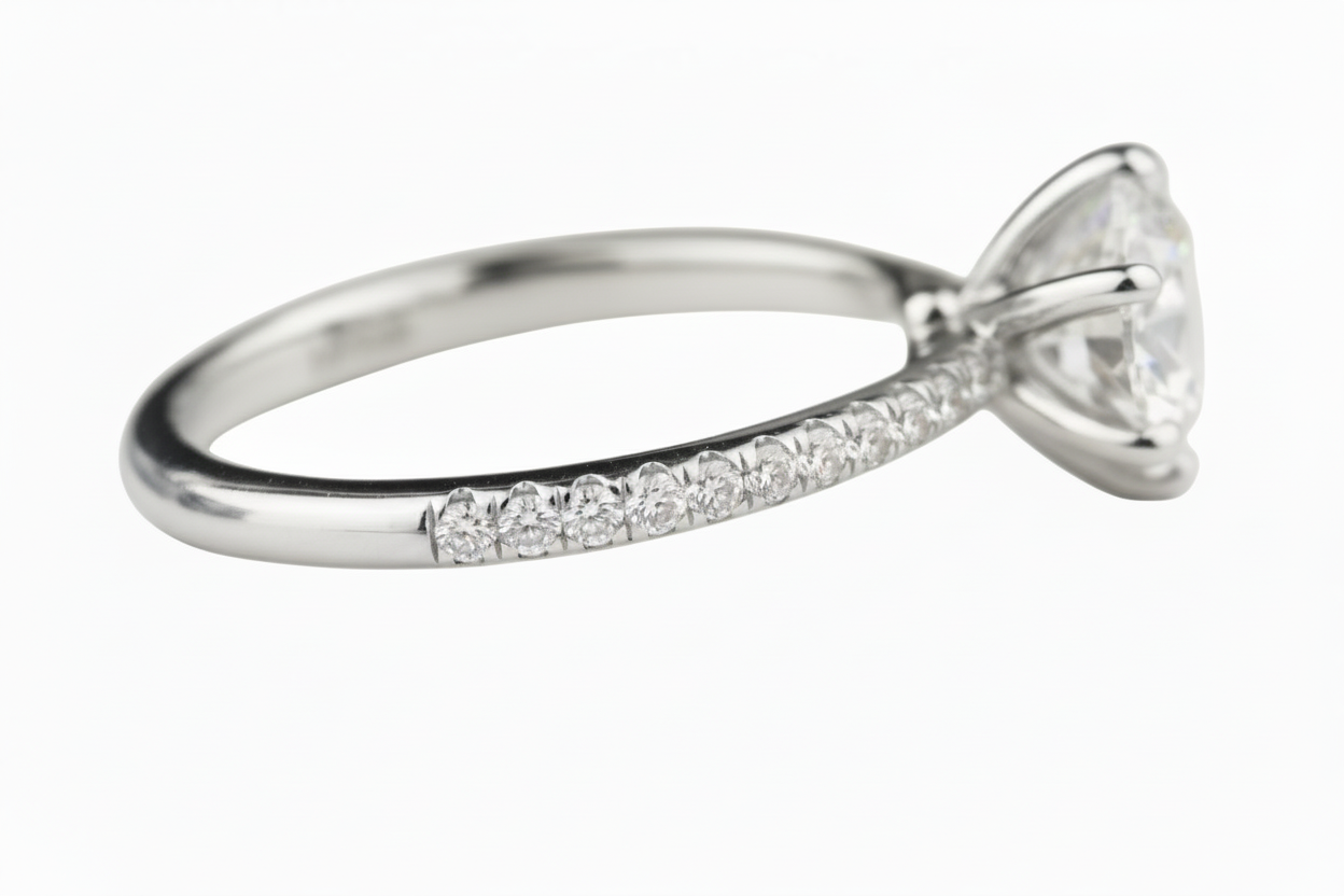 White Gold Ring - Side
