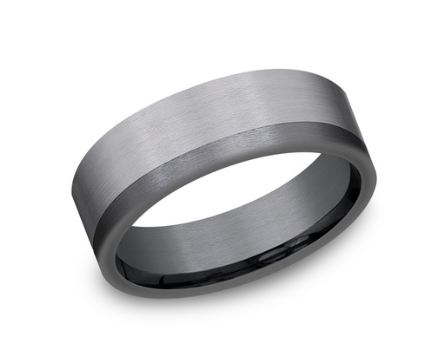 Load image into Gallery viewer, 7mm Two-Tone Dark Tantalum Comfort Fit Wedding Band w/ Satin Finish
