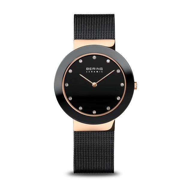 Ladies Ceramic and Polished Rose Gold w/ Milanese Strap