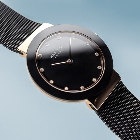 Ladies Ceramic and Polished Rose Gold w/ Milanese Strap