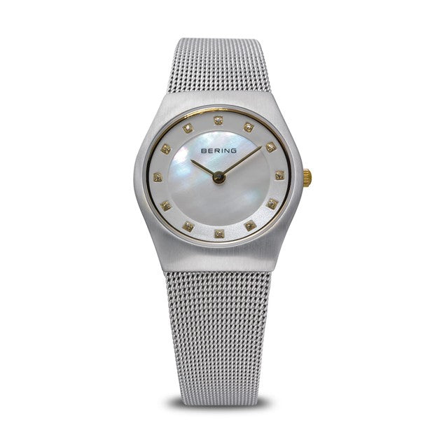 Ladies Classic Watch with MOP Dial & Milanese Strap in Brushed Silver