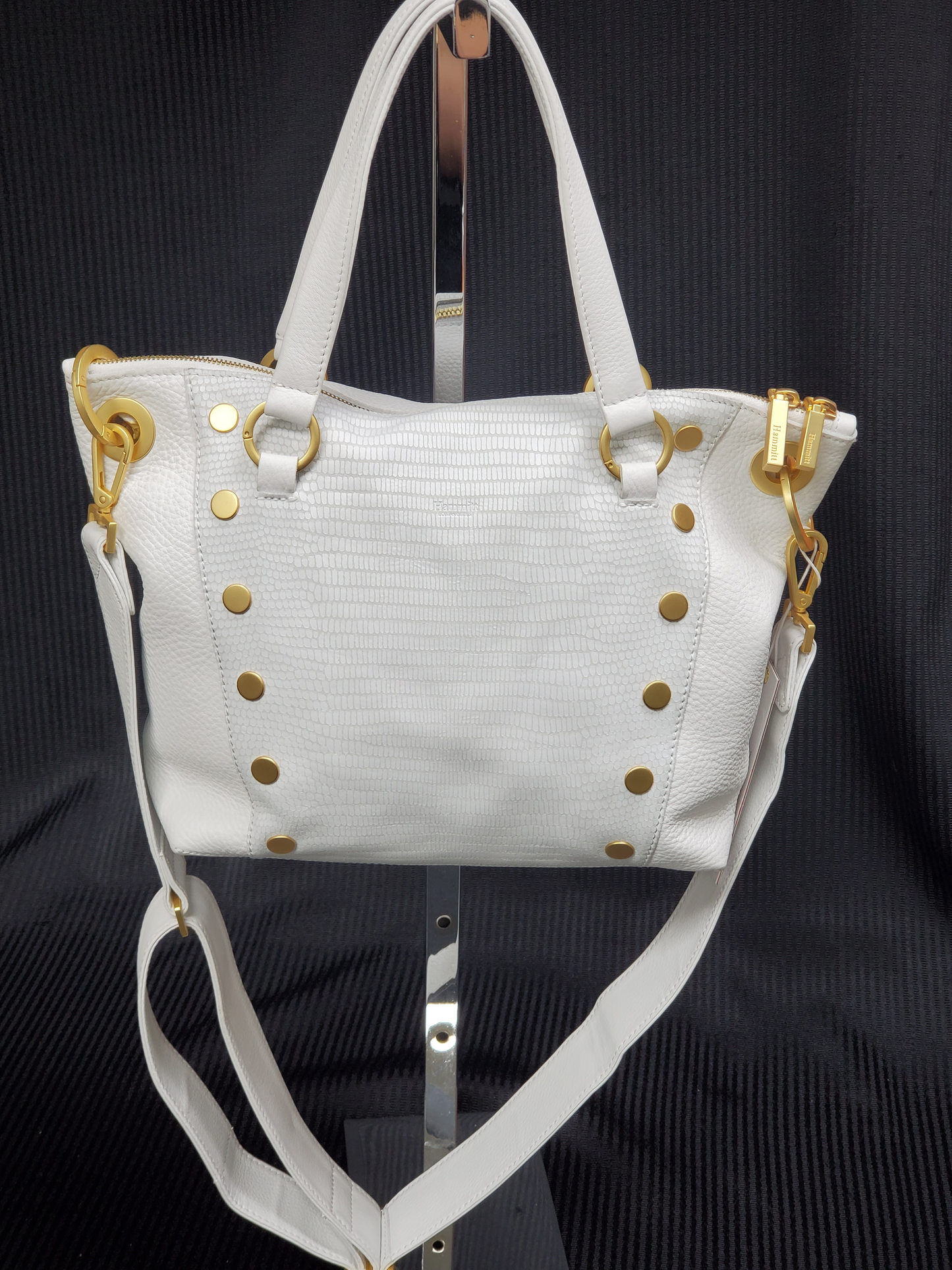retired DANIEL MED Satchel Bag in Ceramic White Croco/ Gold