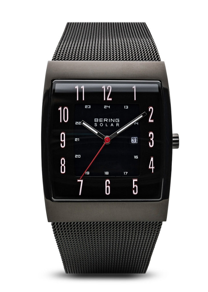 Load image into Gallery viewer, Men&amp;#39;s Slim Solar Black Square Face w/Milanese Strap
