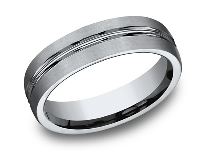 Load image into Gallery viewer, Benchmark 6mm Titanium Wedding Band with Center Cut and Satin Edge
