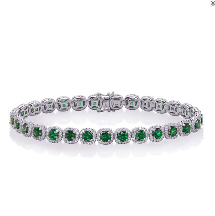14K White Gold Oval Emerald and Diamond Bracelet TB2048XW-05 | John Herold  Jewelers | Randolph, NJ