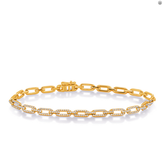 S. KASHI 14K Yellow Gold Chain Link Diamond Bracelet