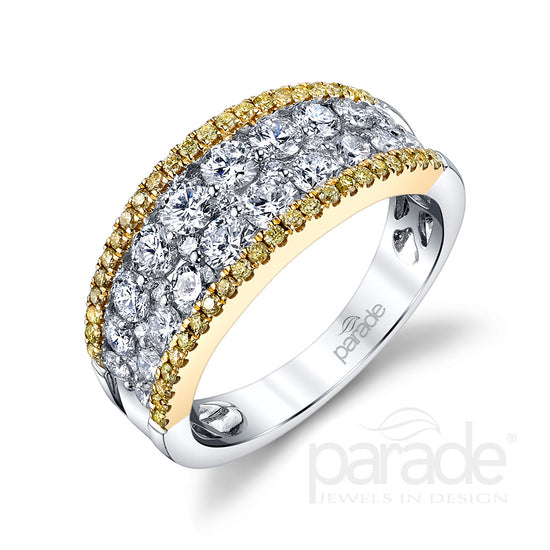 Load image into Gallery viewer, 14k White &amp;amp; Yellow Gold Two-Tone Fancy Diamond Band

