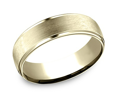 Benchmark 6.5mm 14k Gold Comfort Fit Wedding Band with Satin Center