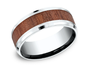 Load image into Gallery viewer, 8mm Cobalt Comfort Fit Wedding Band w/ Beveled Edges &amp;amp; Wooden Center
