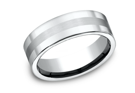 Load image into Gallery viewer, 7.5mm Cobalt Comfort Fit Wedding Band w/ Thin Satin Center &amp;amp; Polished Edges
