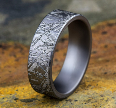 Load image into Gallery viewer, Benchmark 7mm Tantalum Wedding Band with Meteorite Pattern
