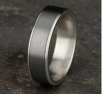 Benchmark 6.5mm Tantalum and 14k White or Yellow Gold Comfort Fit Wedding Band with Textured Center