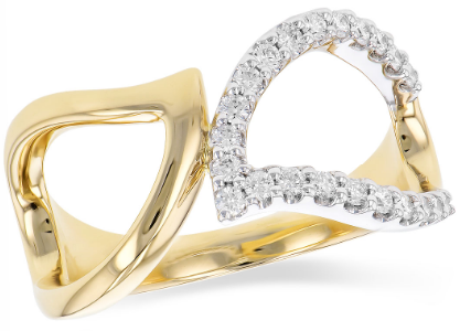 14K Two-Tone Gold and Diamond Leaf Ring