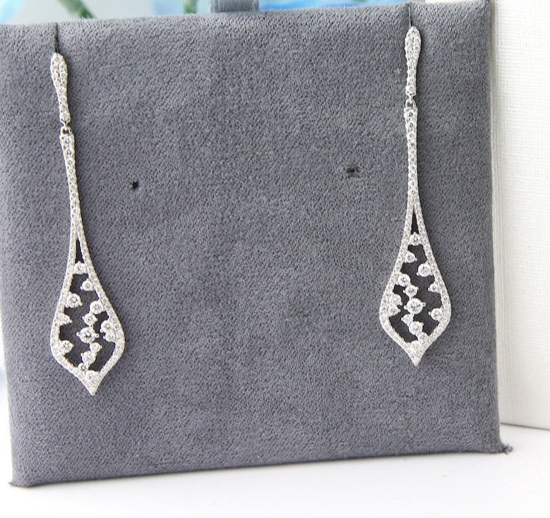 14k White Gold Diamond Dangle Earrings
