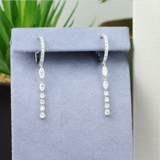 14K Dangling Diamond Earrings