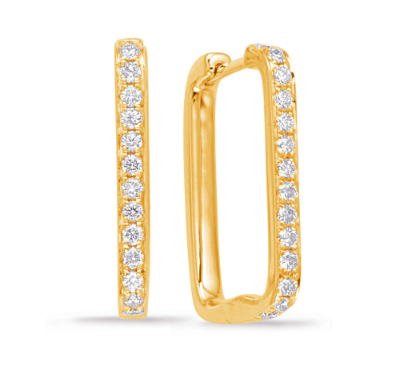S. KASHI 14k Yellow Gold Rectangle Hoop Diamond Earrings