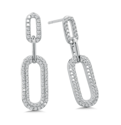 14k White Gold 3-Loop Paperclip Diamond Earrings (1/2 ct.)