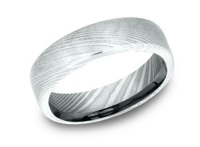 6.5mm Damascus Steel European Dome Comfort Fit Wedding Band