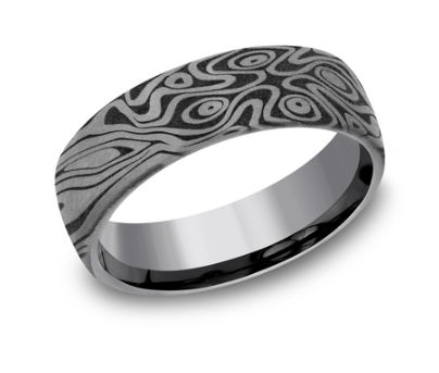 THE BIRDS EYE - 6.5mm Comfort Fit Tantalum Wedding Band with Unique Tamascus Design