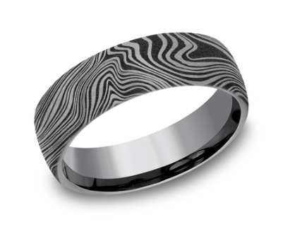 THE MARBLE - 6.5mm Comfort Fit Tantalum Wedding Band with Unique Tamascus Design