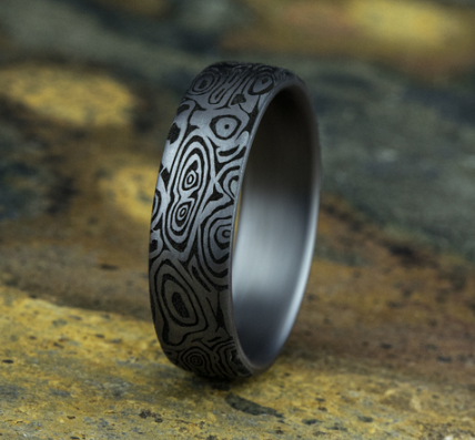 Load image into Gallery viewer, THE VORTEX - 6.5mm Comfort Fit Tantalum Wedding Band with Unique Tamascus Design
