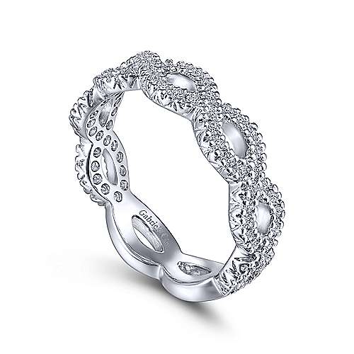 Gabriel & Co 14k White Gold Woven Openwork Stackable Band
