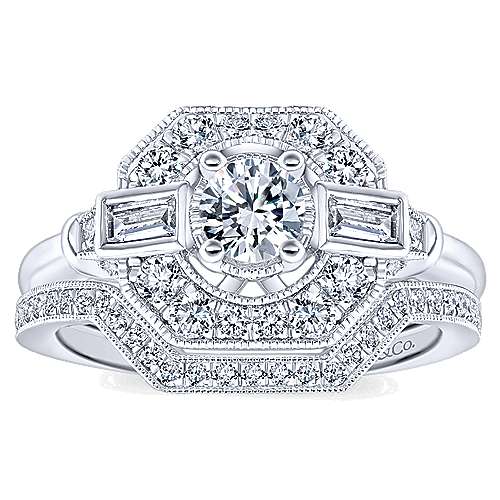 Load image into Gallery viewer, Gabriel &amp;amp; Co Adore Vintage Octagon-Shaped with Round Center Diamond Engagement Ring
