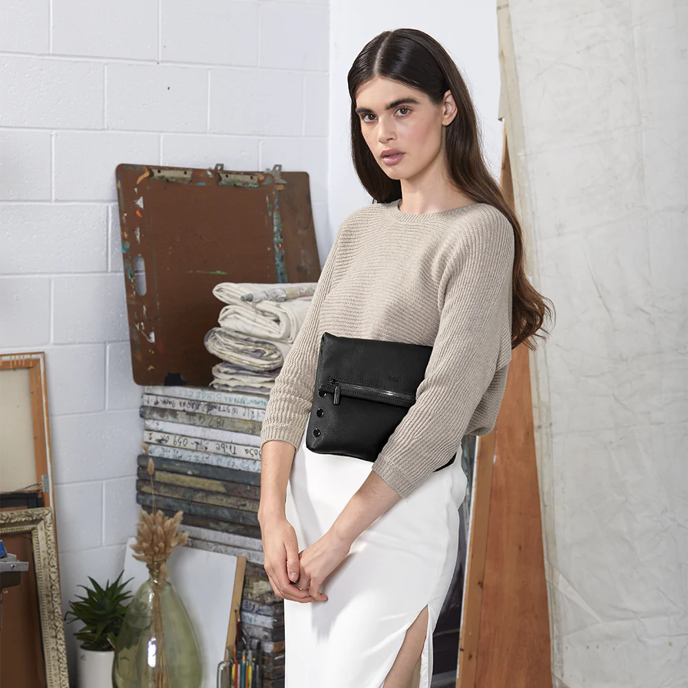 VIP LRG Oversized Crossbody Clutch in Black/Gunmetal