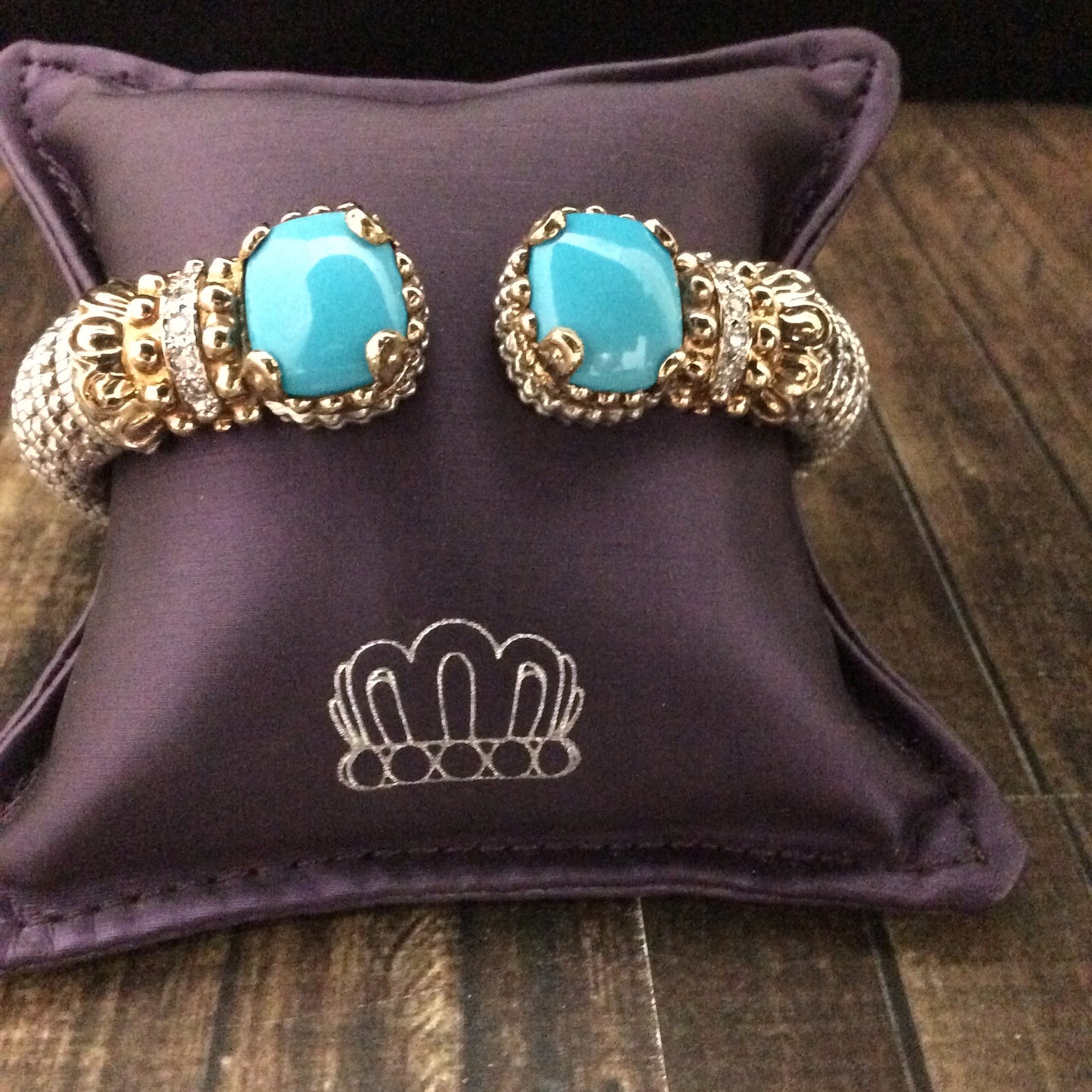 Diamond & Turquoise Two Tone Cuff Bracelet
